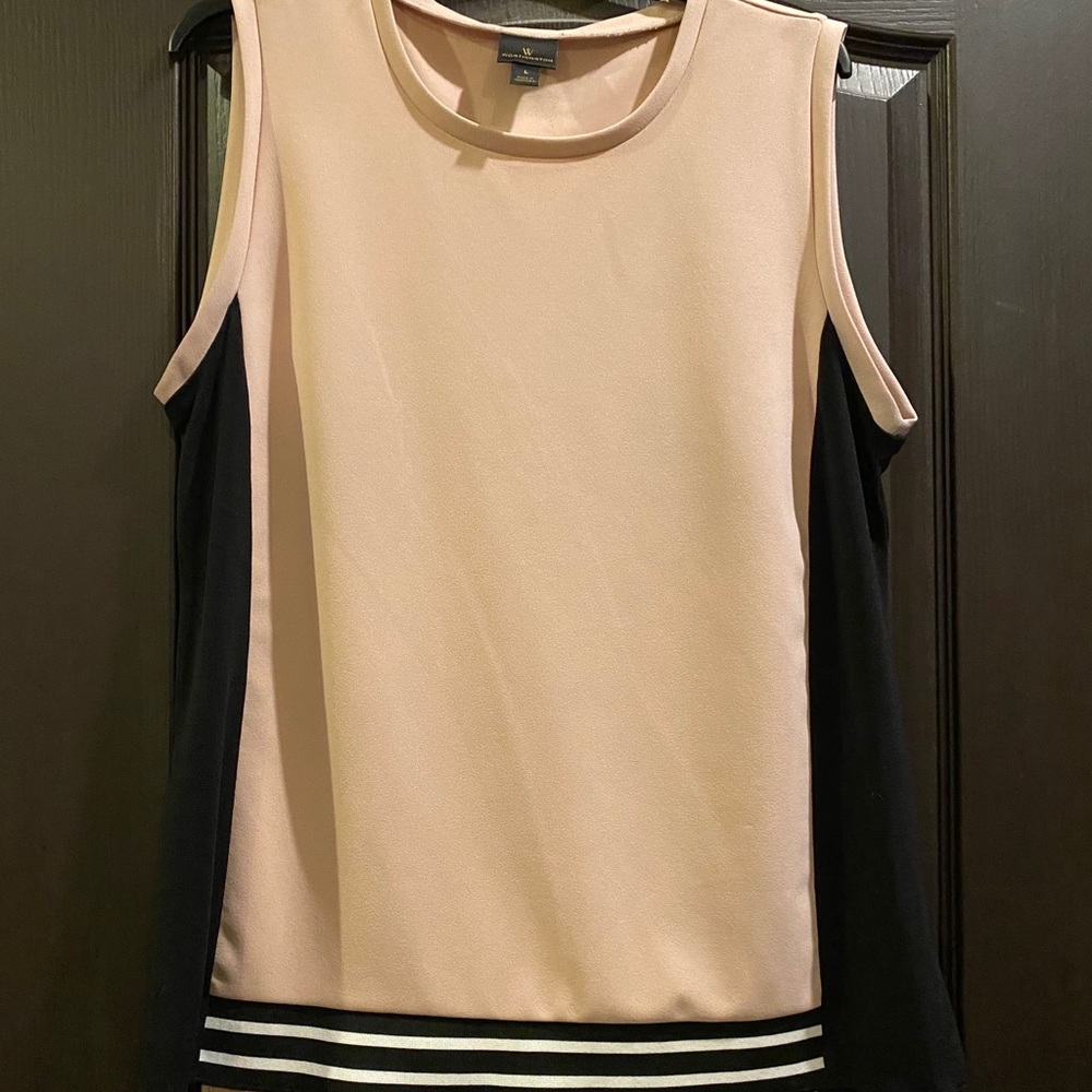Worthington Sleeveless Top Baby pink and black